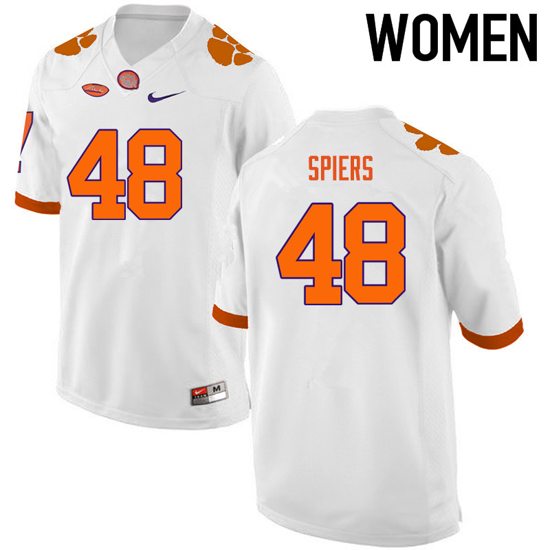 Women Clemson Tigers #48 Will Spiers College Football Jerseys-White - Click Image to Close